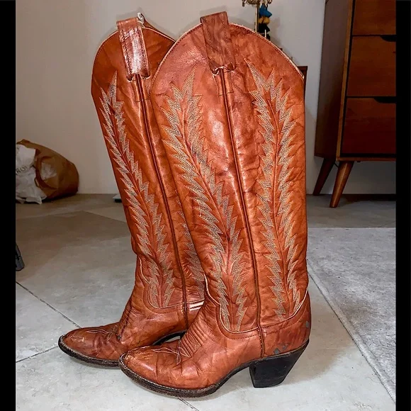 Larry Mahan Women's Vintage Authentic and Rare Cowboy Western Boots Sz 5.5 - Picture 12 of 13